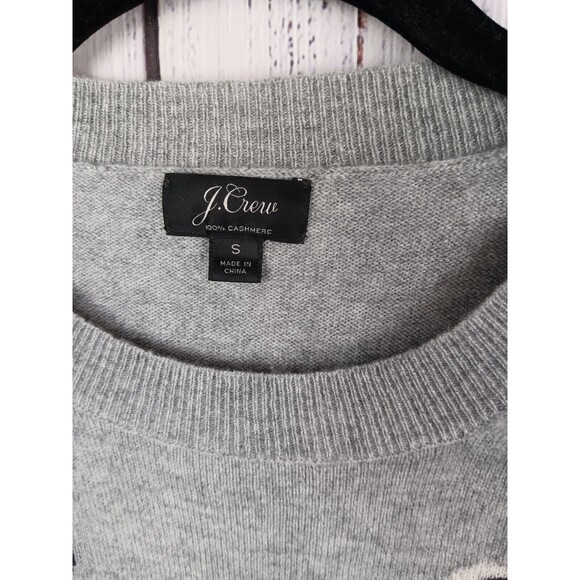 J. Crew Sweater Women’s Small Gray Cashmere Polka Dot Long Sleeve Pullover - Picture 3 of 6